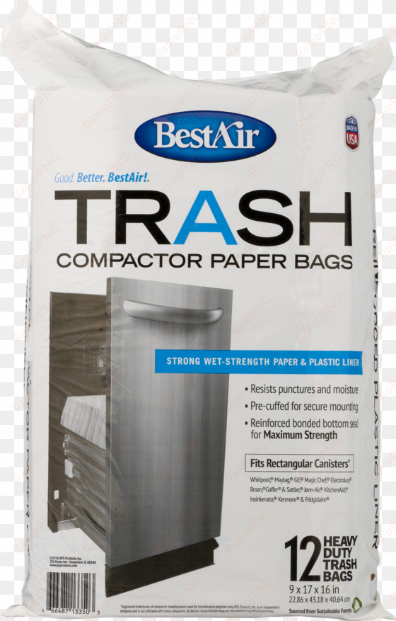 bestair heavy duty compactor bags, 16" d x 9" w x 17" - waste