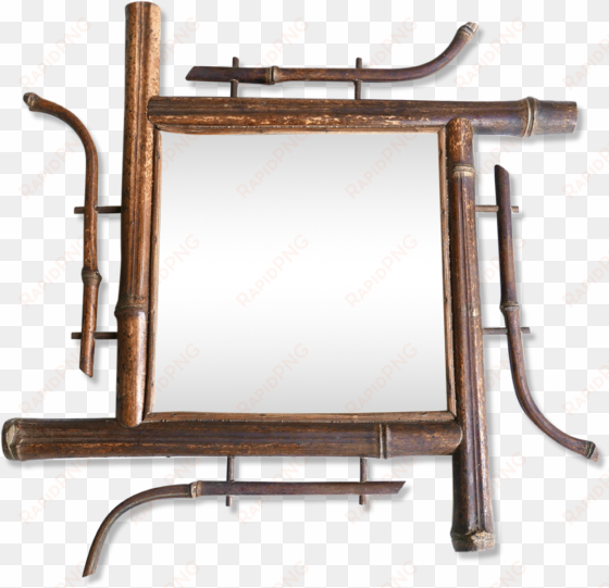 beveled, square mirror frame bamboo, 20 years - miroir carré vague 23 par 23 cm pour mosaïque
