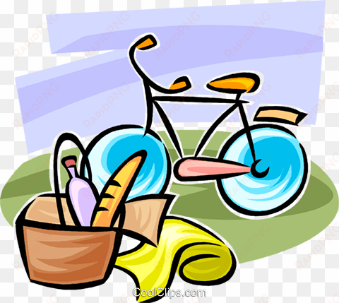 bicycle and picnic basket royalty free vector clip - fahrrad picknick clipart