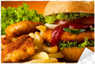 big hamburger, chicken nuggets and french fries sticker - stuffed burger press hamburger grill bbq patty maker