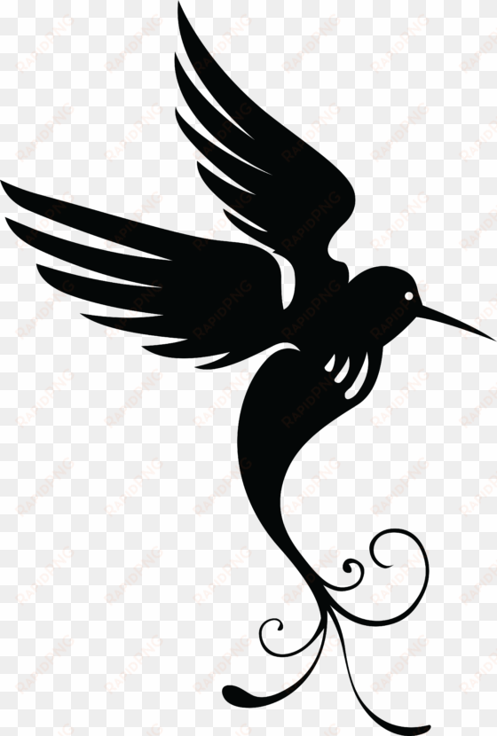 big image - black and white hummingbird clipart