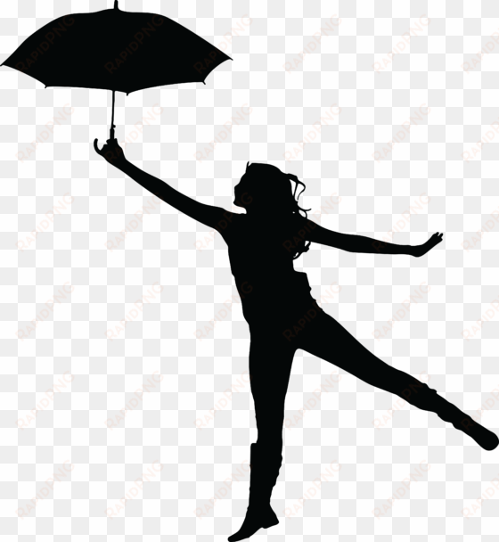 big image - person with umbrella silhouette