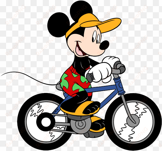 bike clipart disney - mickey mouse riding bicycle