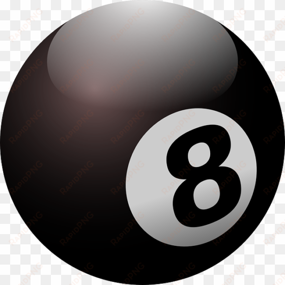 billiard, ball, black ball, eight, round, black - bola de billar png