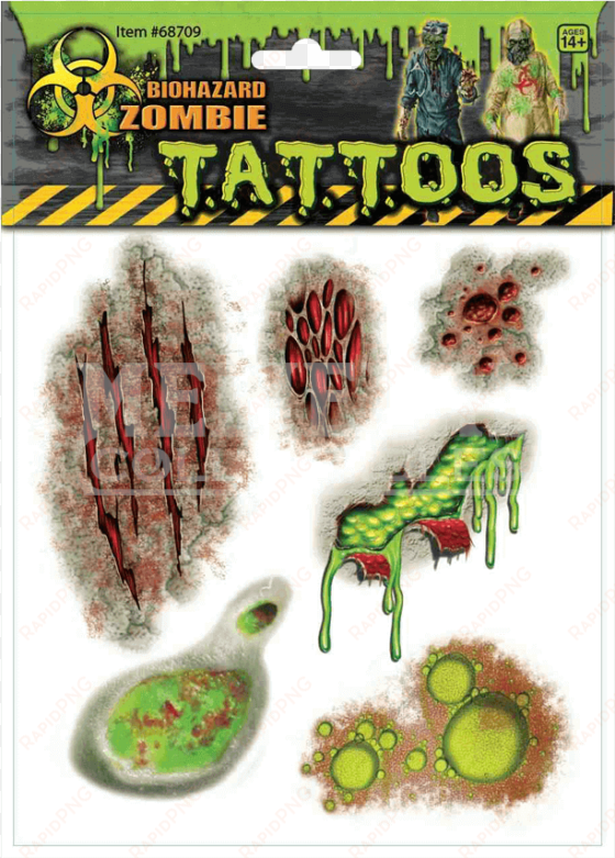 biohazard zombie scar tattoos - forum novelties biohazard zombie temporary tattoo set