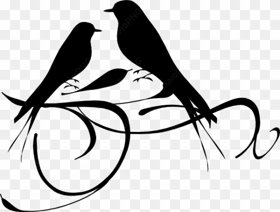 birds on a branch clip art - black and white designs clip art