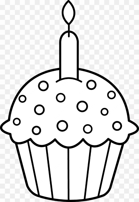 Birthday Cupcake Coloring Page - Birthday Cupcake Clipart Black And White transparent png image