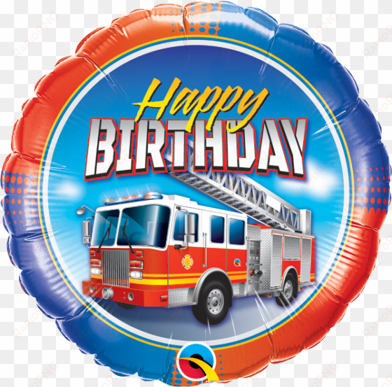 Birthday Fire Truck 18" Foil Balloon - Fire Truck Happy Birthday Foil Balloon transparent png image