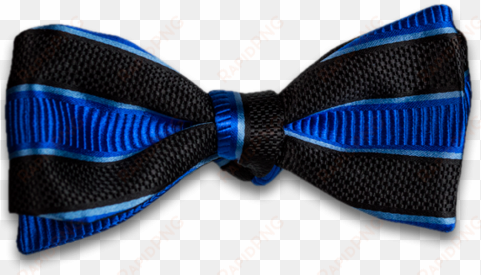 black and blue striped mogador silk self tie bow tie - motif