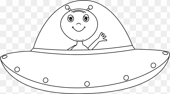 black and white alien in ufo clip art - alien clip art black and white