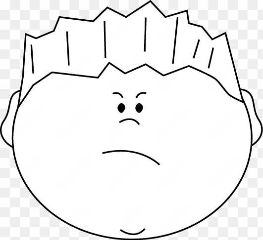 Black And White Angry Face Boy Clip Art - Angry Face Clip Art Black And White transparent png image