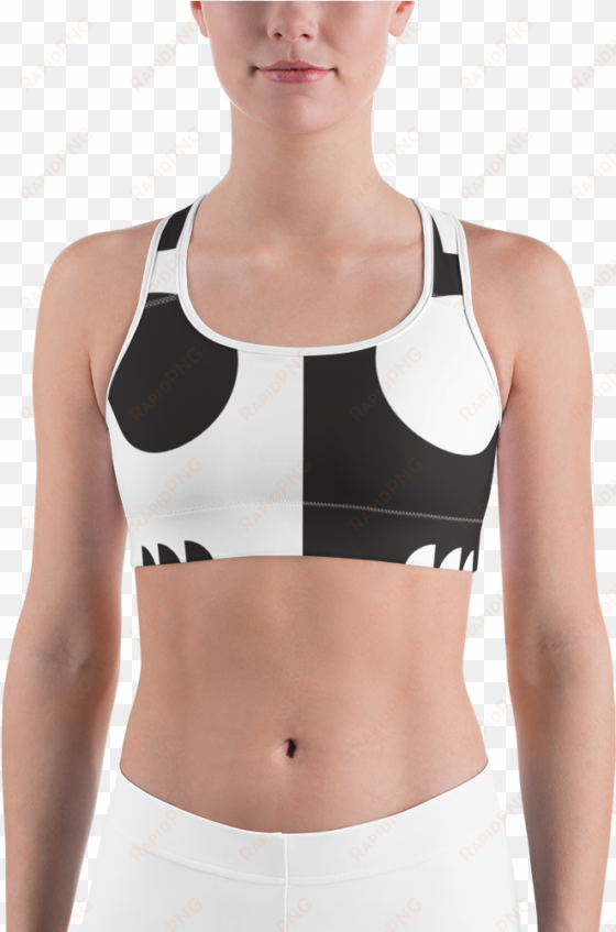 black and white circle design sports bra - bra