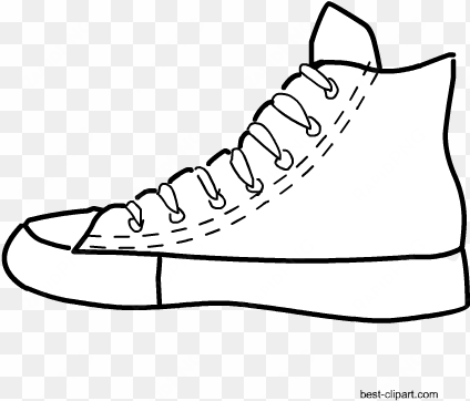 black and white converse sports shoes, free clip art - sneakers