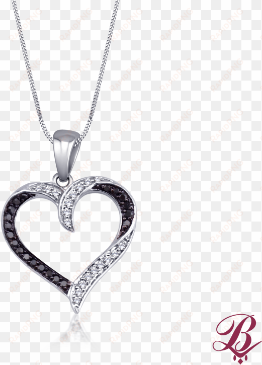 black and white diamond heart pendant - locket