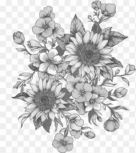 black and white flowers png clip free library - flower tumblr art