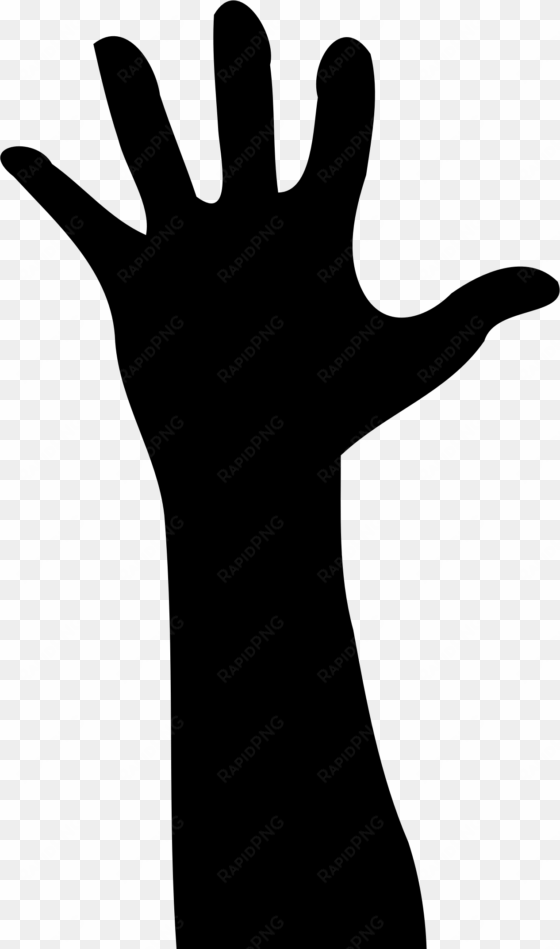 black and white hands png - raised hand silhouette