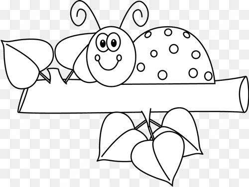 Black And White Ladybug On A Branch - Clipart Ladybugs In Flowers Black And White transparent png image