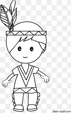 black and white native american boy clip art - native americans in the united states