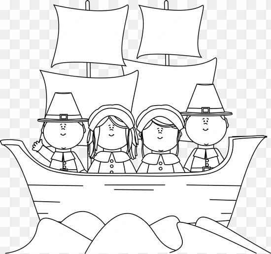 black and white pilgrims on the mayflower clip art - mayflower coloring sheet