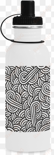 black and white swirls zentangle sports bottle - bottle 22 oz