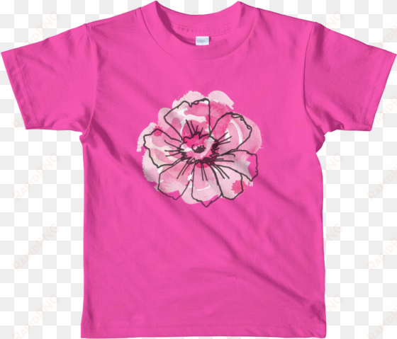 black anemone & pink watercolor short sleeve kids t-shirt - kids personalized shirt | short sleeve kids t-shirt