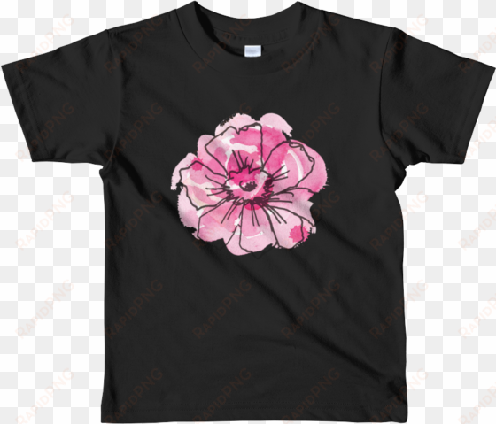 black anemone & pink watercolor short sleeve kids t-shirt - t-shirt
