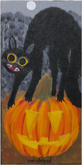 "black cat on a jack o lantern" - pumpkin