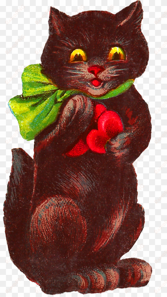Black Cat Valentine Image Downloads - Vintage Cat Valentines transparent png image