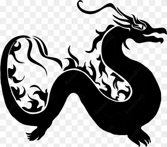 Black Dragon Silhouette, Asian Dragon Silhouette - Dragon Clip Art transparent png image