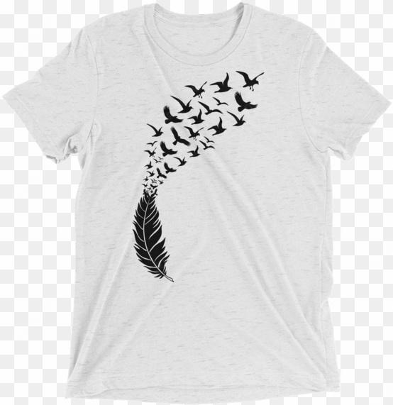 black feathers with flying birds short sleeve unisex - transparent background feather png