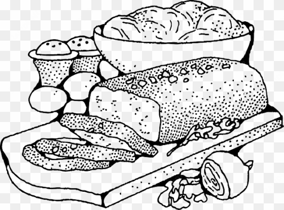 black, food, outline, white, cartoon, loaf, meat - meatloaf clip art