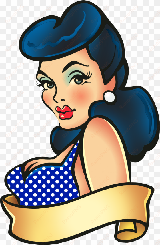 black hair bettie bang paige style rockabilly greaser - pin up vector png