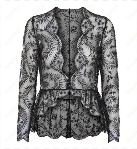 black lace cardigan, 3 buttons - leather jacket
