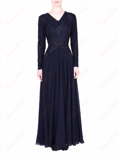 black lace & chiffon dress - abito lungo decoltè cady armani