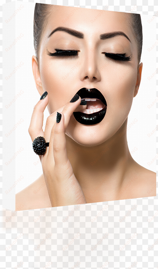 Black Lipstick Model - Black Lipstick Make Up Look transparent png image