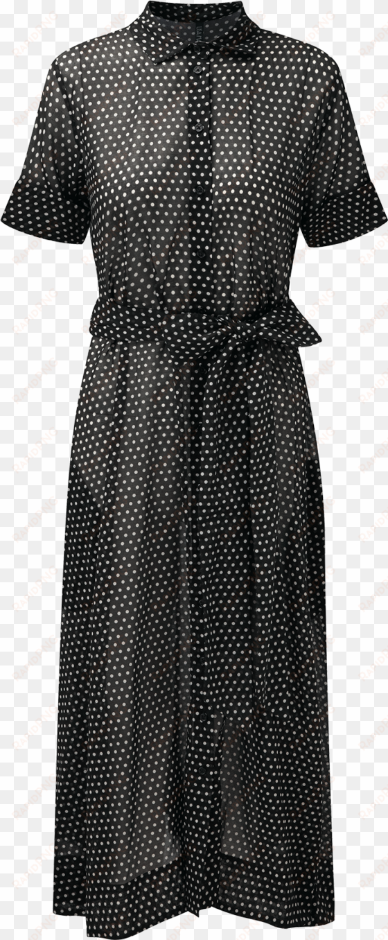 black polka dot cotton shirt dress - dress