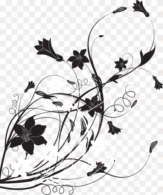 black white floral decoration png clip gallery