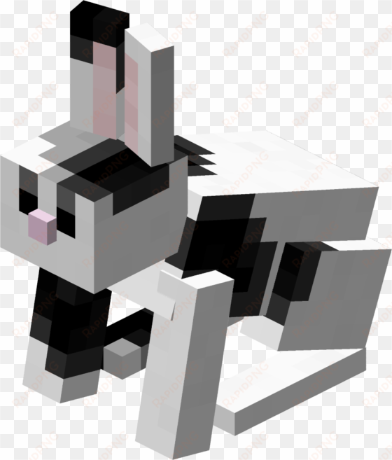 black & white rabbit - minecraft rabbit png