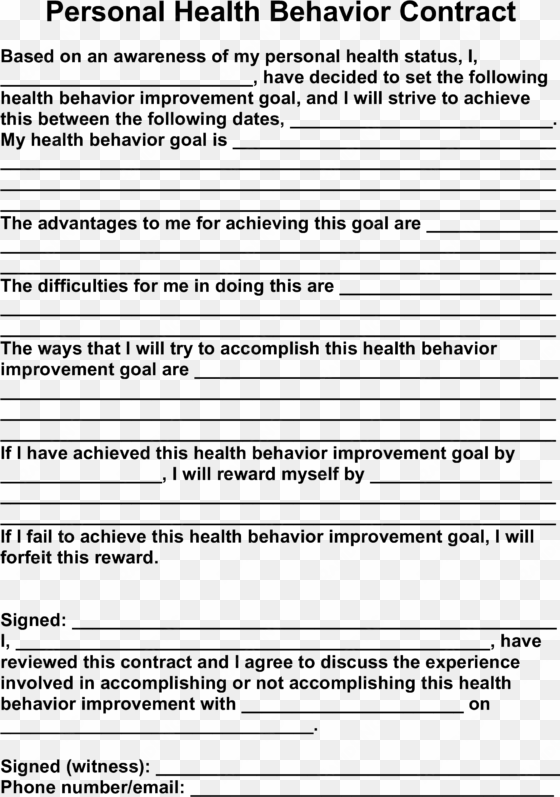blank charts behavior contract template for kids d940a133 - health