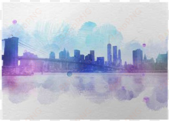 blank new york city watercolor postcard poster • pixers® - brooklyn bridge