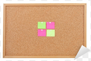 blank sticky notes pinned on cork memo board sticker - construction paper