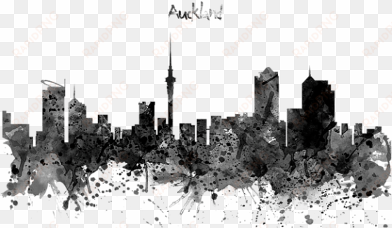 bleed area may not be visible - auckland skyline silhouette