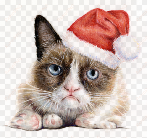 bleed area may not be visible - grumpy cat as santa