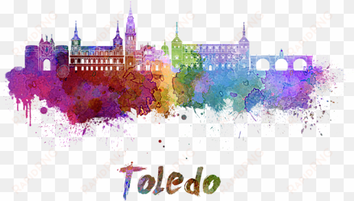 bleed area may not be visible - toledo skyline in watercolor