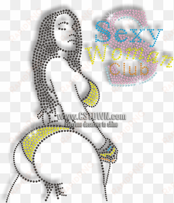Bling Sexy Women Club Iron-on Rhinestone Transfer - Illustration transparent png image