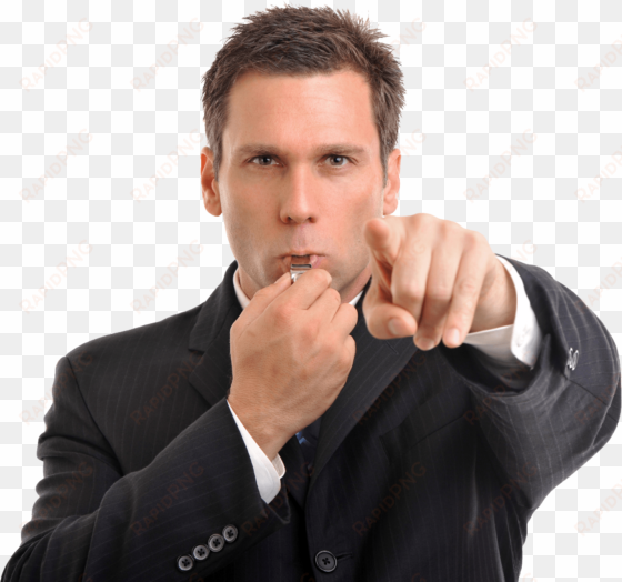 blowing whistle businessman png - someone blowing a whistle