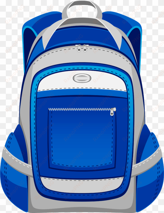 blue and grey backpack png vector clipart - backpack cli part