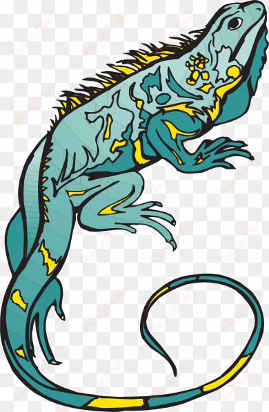 blue and yellow chameleon clip art - bunglon vector png