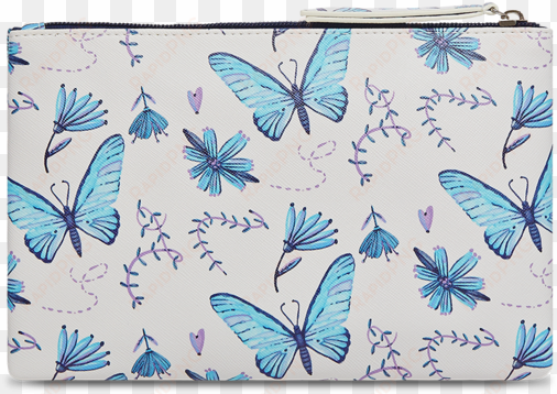 blue butterfly small zip pouch - notebook journal dot-grid, graph, lined, no lined