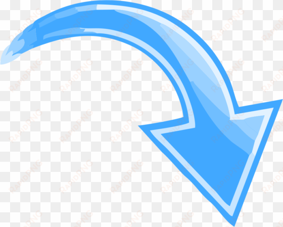 blue curved arrow pointing down right - arrow pointing down right